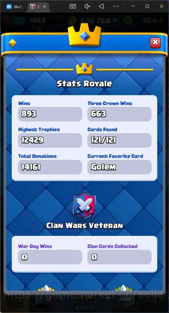 Clash Royale Accounts Mobile |CL 1463|KTL 15|Trophy 12429|Card 121|4 Max image 5