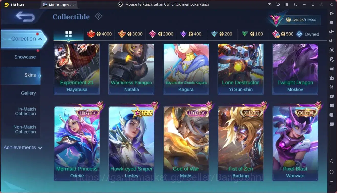 Mobile Legends: Bang Bang Accounts Global|Hero |Skin 400|Exalted|Prime Granger,Claude image 13