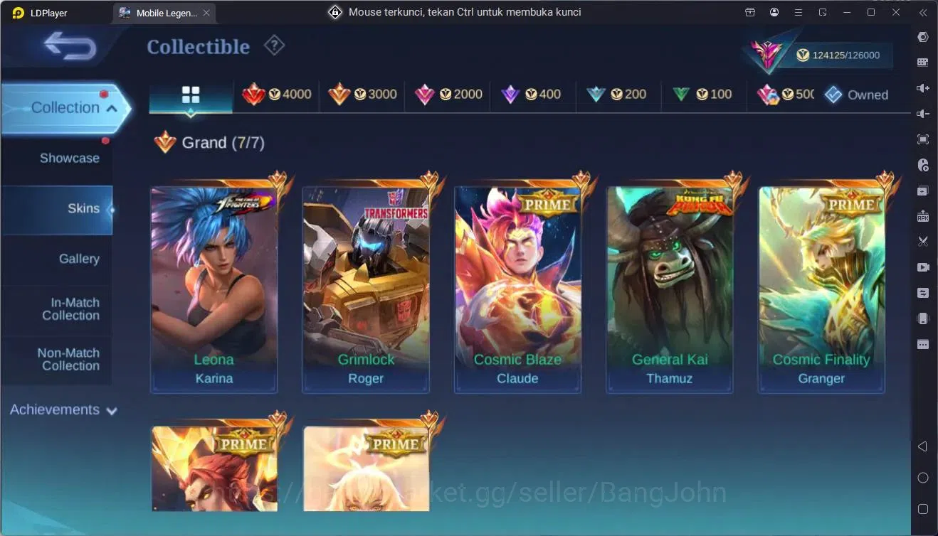 Mobile Legends: Bang Bang Accounts Global|Hero |Skin 400|Exalted|Prime Granger,Claude image 16