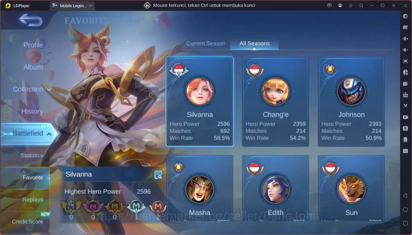 Mobile Legends: Bang Bang Accounts Global|Hero |Skin 400|Exalted|Prime Granger,Claude image 19