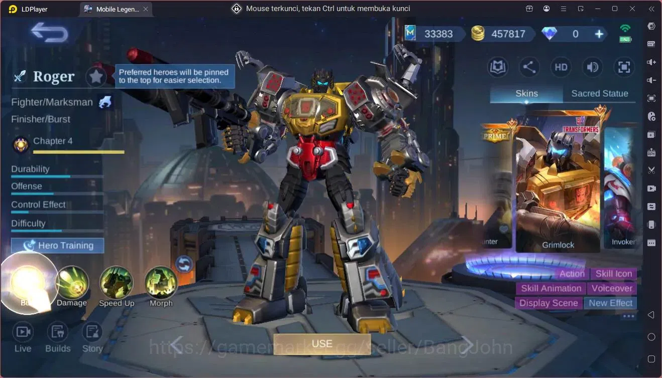 Mobile Legends: Bang Bang Accounts Global|Hero |Skin 400|Exalted|Prime Granger,Claude image 2
