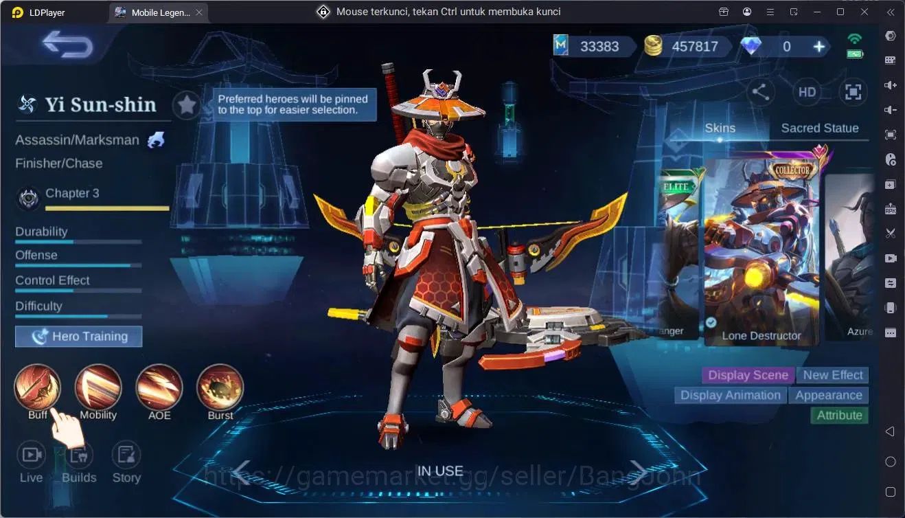 Mobile Legends: Bang Bang Accounts Global|Hero |Skin 400|Exalted|Prime Granger,Claude image 4