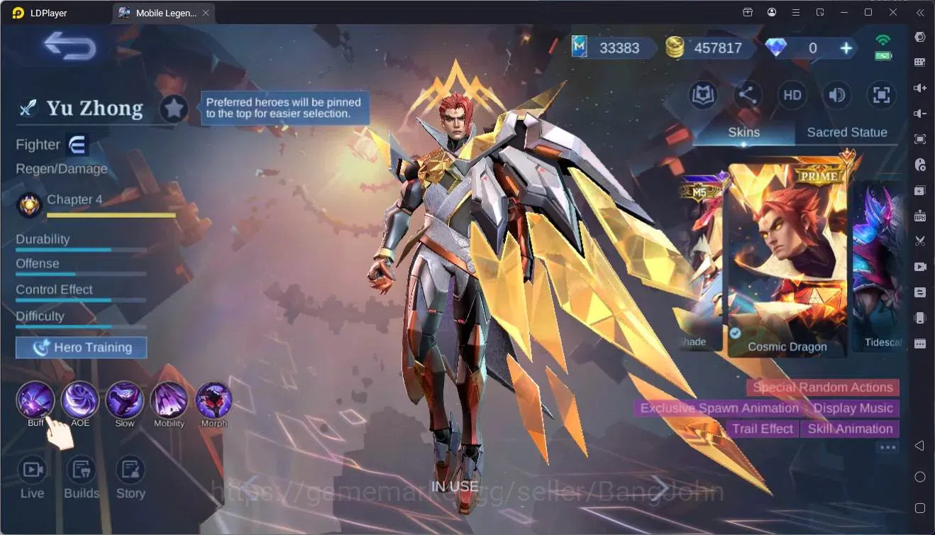 Mobile Legends: Bang Bang Accounts Global|Hero |Skin 400|Exalted|Prime Granger,Claude image 9