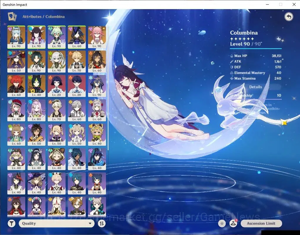 Genshin Impact Accounts ASIA|AR 57|6 Limit+11(*5WeP)|(ColumbinaC1,Ineffa,Y image 3