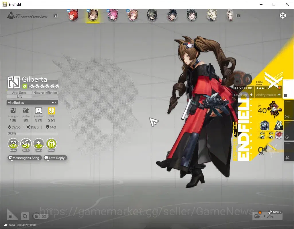 Arknights: Endfield Accounts ASIA|Lv 54|8 SSR(4 Limited) + 14(*6 Weapon)|Laevatain+Signature,Mi Fu,Gilberta,Yvonne|4k 5