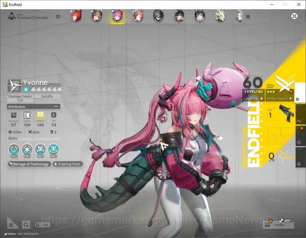 Arknights: Endfield Accounts ASIA|Lv 54|8 SSR(4 Limited) + 14(*6 Weapon)|Laevatain+Signature,Mi Fu,Gilberta,Yvonne|4k 6