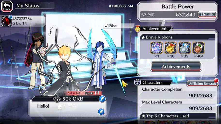 Bleach: Brave Souls Accounts [GLOBAL]50K Orb|TYBW26(Aizen,Ikkaku),Kon New Year, image 2