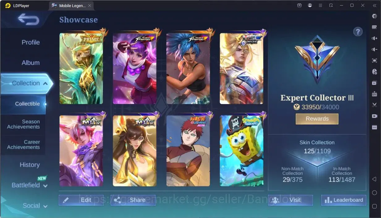 Mobile Legends: Bang Bang Accounts Global|Skin 125|Expert|Prime Granger|KOF Karina,Gu image 2