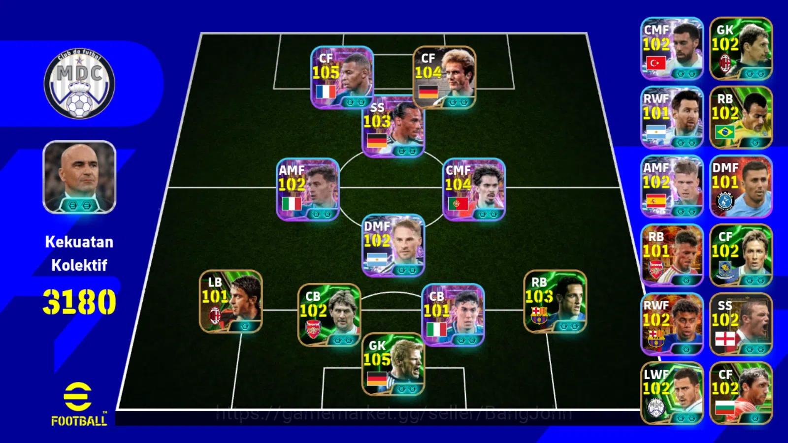 Power 3180 | rumme tsubasa,mbappe show blitz,vitinha show leroy sane show,barella show Coach Beckenbauer eFootball Others Power 3180 | rumme tsubasa,mbappe show blitz,vitin image 1