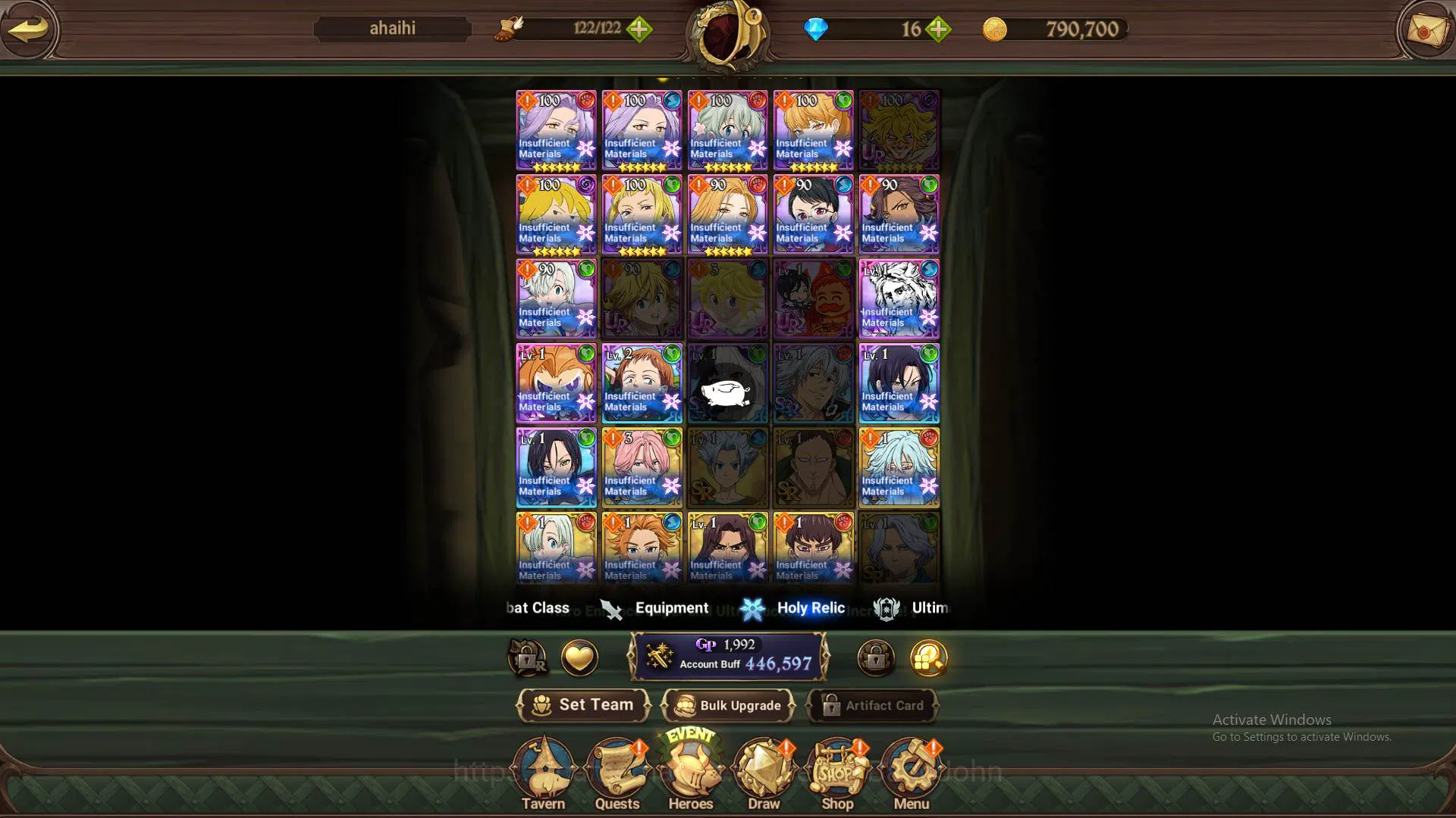 The Seven Deadly Sins: Grand Cross Accounts Others ASIA|446k CC|UR DK Meliiodas, Mernor, GoT Thor, Chaos Arthur,etc|Take 4