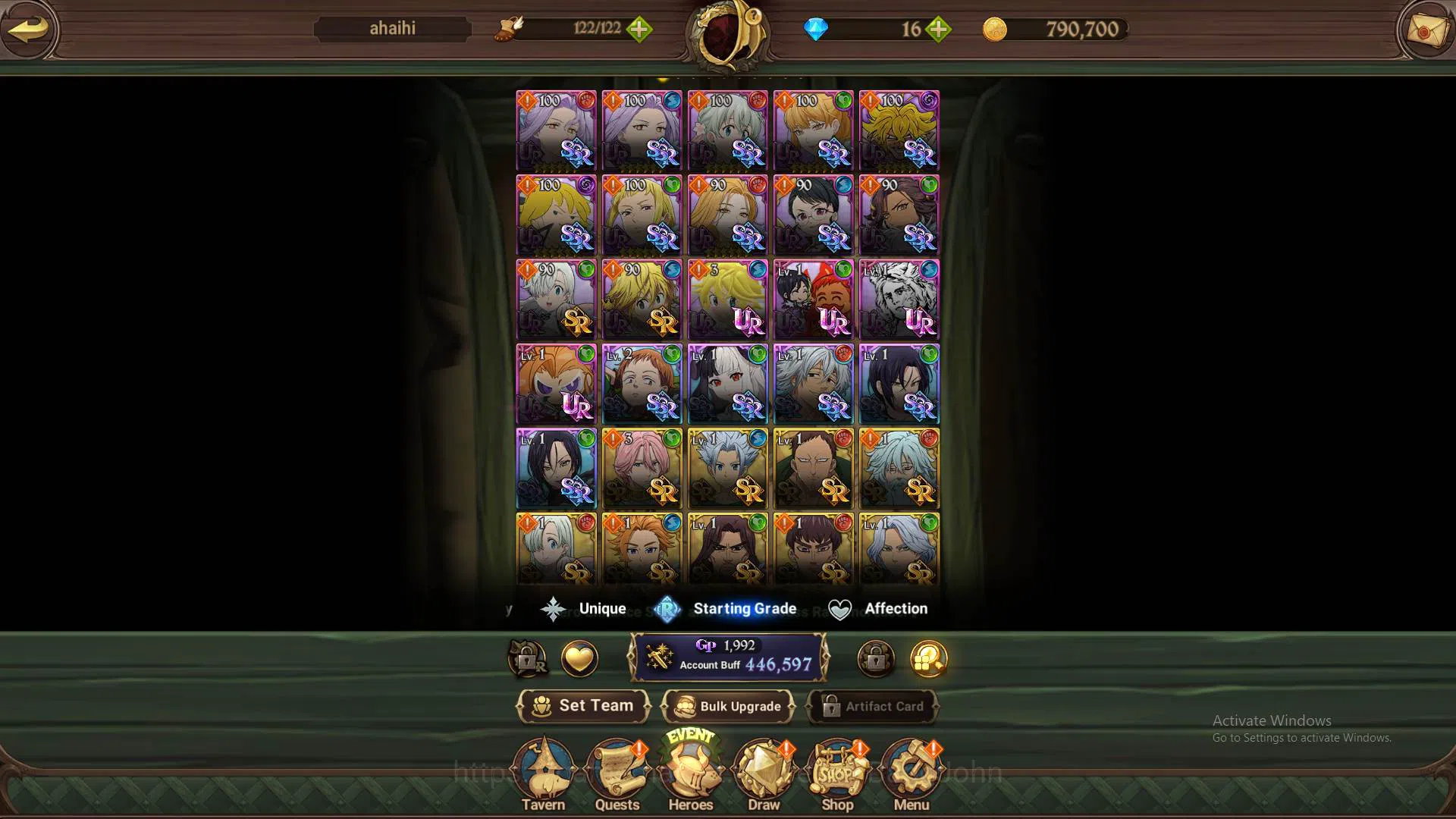 The Seven Deadly Sins: Grand Cross Accounts Others ASIA|446k CC|UR DK Meliiodas, Mernor, GoT Thor, Chaos Arthur,etc|Take 6
