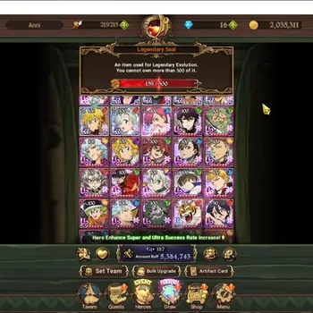 The Seven Deadly Sins: Grand Cross Accounts Endgame GLOBAL|5.3M CC|159 LS|6 LR,10 UR + Collab