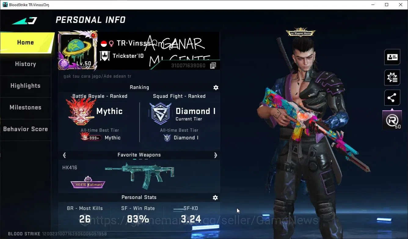 Blood Strike Accounts ASIA|ETERNAL DeAgle+MELEE DualBlades,Collab TR MCX image 2