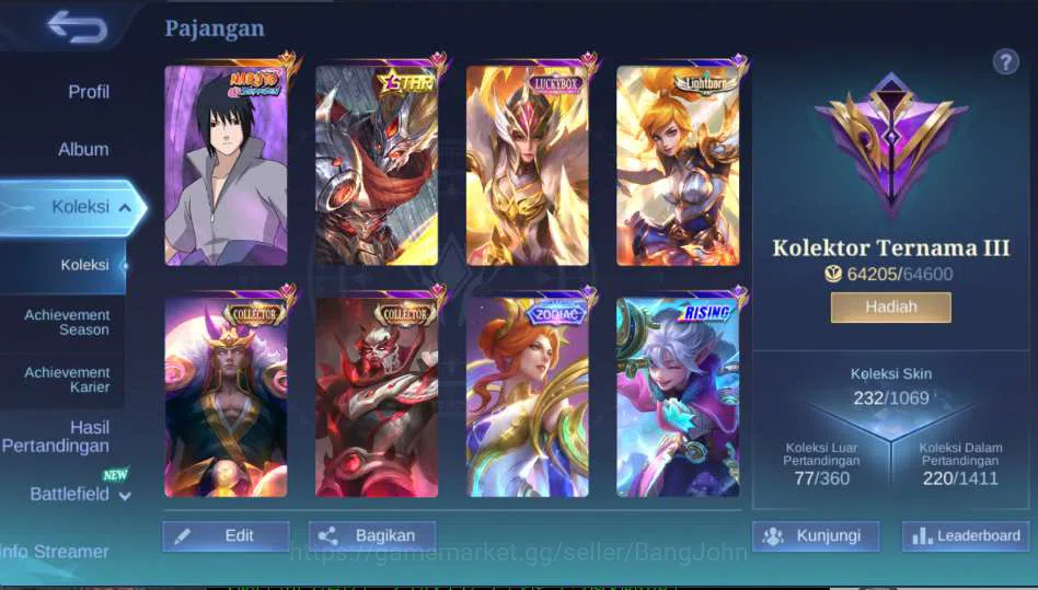 Mobile Legends: Bang Bang Accounts Hero 121 Skin 232 | Naruto Suyou, Collector Yu Zho image 2