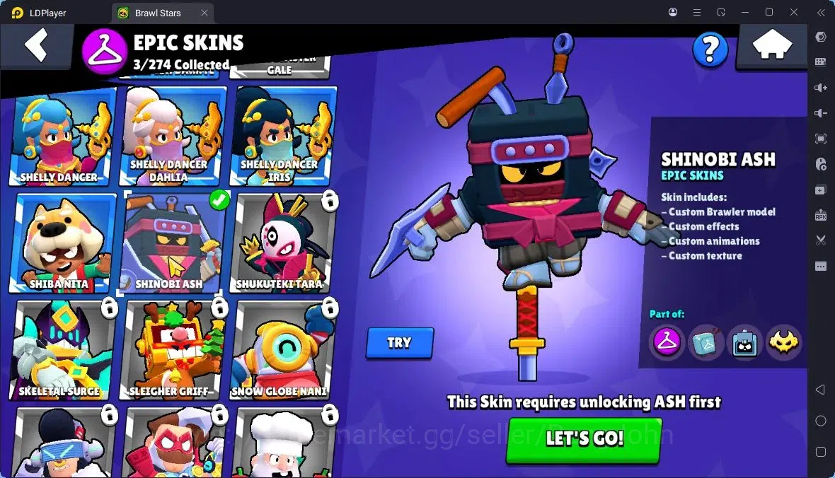 Brawl Stars Accounts Thropy 2517|23 Brawler|3 Max (HC-Amber,Edgar,Finx)|1 Legendary(Shelly),1 Mythic(Otis),3 Epic|314 10