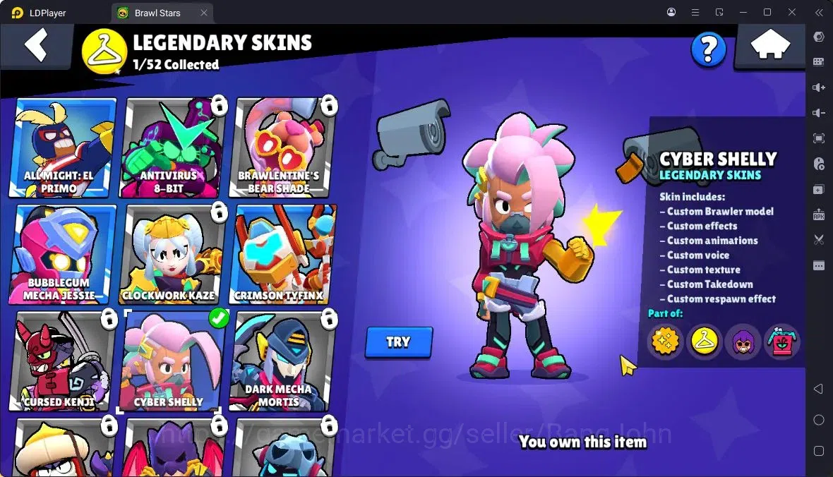Brawl Stars Accounts Thropy 2517|23 Brawler|3 Max (HC-Amber,Edgar,Finx)|1 Legendary(Shelly),1 Mythic(Otis),3 Epic|314 13
