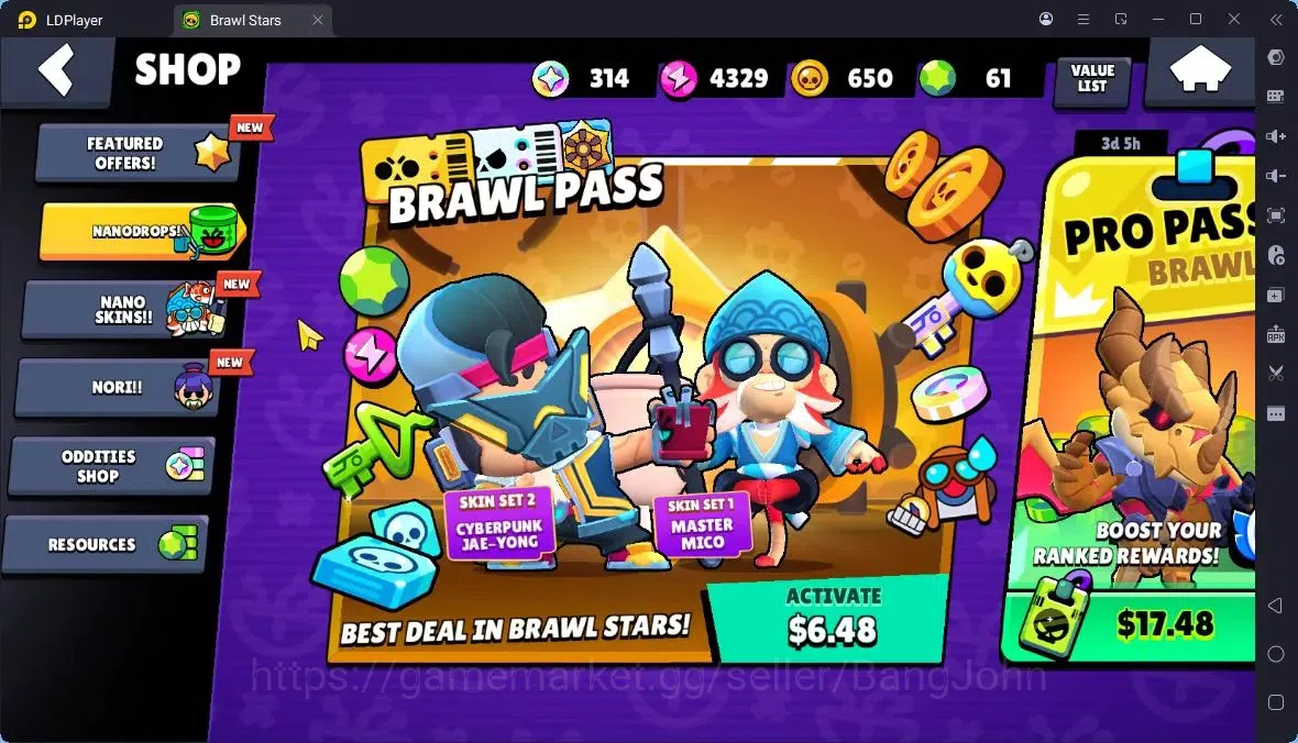 Brawl Stars Accounts Thropy 2517|23 Brawler|3 Max (HC-Amber,Edgar,Finx)|1 Legendary(Shelly),1 Mythic(Otis),3 Epic|314 15