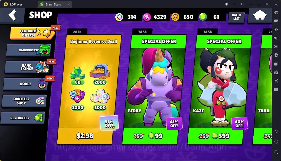 Brawl Stars Accounts Thropy 2517|23 Brawler|3 Max (HC-Amber,Edgar,Finx)|1 Legendary(Shelly),1 Mythic(Otis),3 Epic|314 16