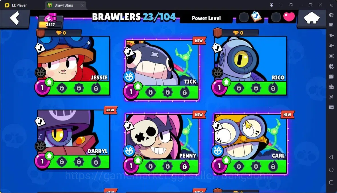 Brawl Stars Accounts Thropy 2517|23 Brawler|3 Max (HC-Amber,Edgar,Finx)|1 Legendary(Shelly),1 Mythic(Otis),3 Epic|314 19