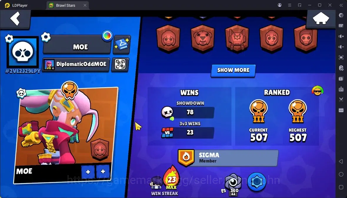 Brawl Stars Accounts Thropy 2517|23 Brawler|3 Max (HC-Amber,Edgar,Finx)|1 Legendary(Shelly),1 Mythic(Otis),3 Epic|314 3
