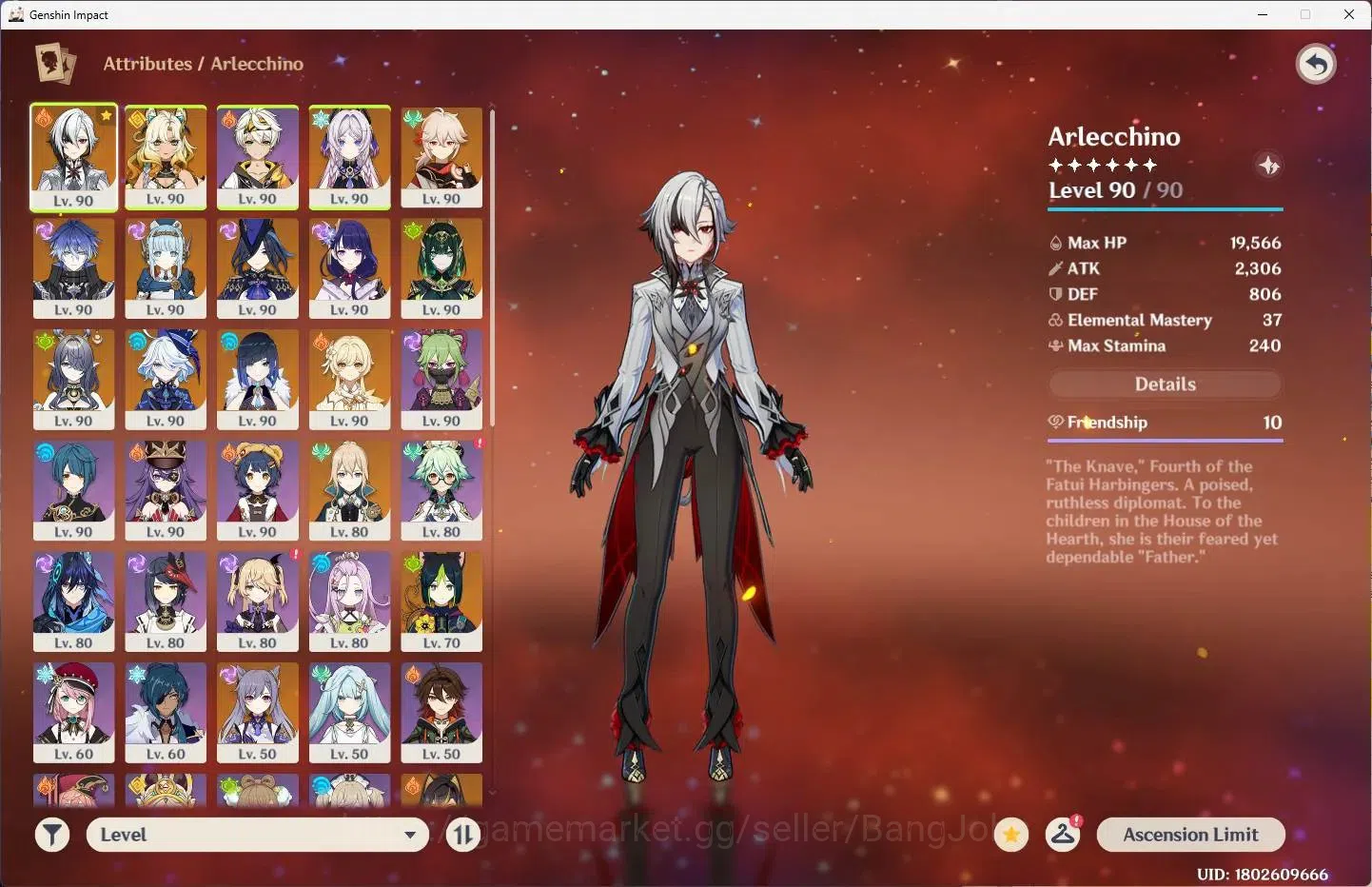 Genshin Impact Accounts ASIA | AR 60 | 12 Limit+6 Standar(Arlecchino,Xilon image 2