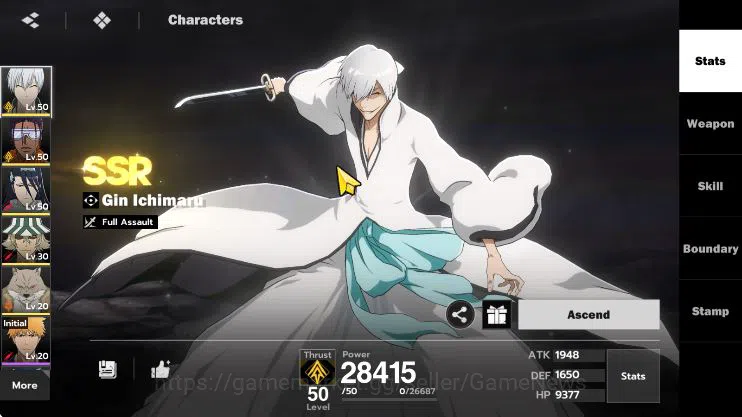 BLEACH: Soul Resonance Accounts Nuverse SEA Lv32|5 SSR[(Gin B2,Urahara+Sign,Byakuy image 2