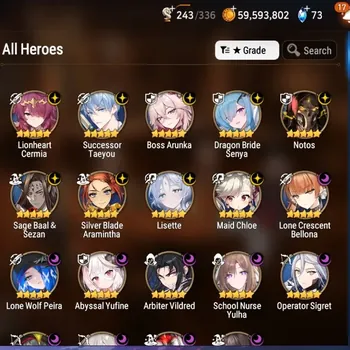 Epic Seven Accounts High-End Global UnVerif|19ML(Lisette,Notos,Sheperd,School NYulha,Borunka)+Full CZN,Midnight
