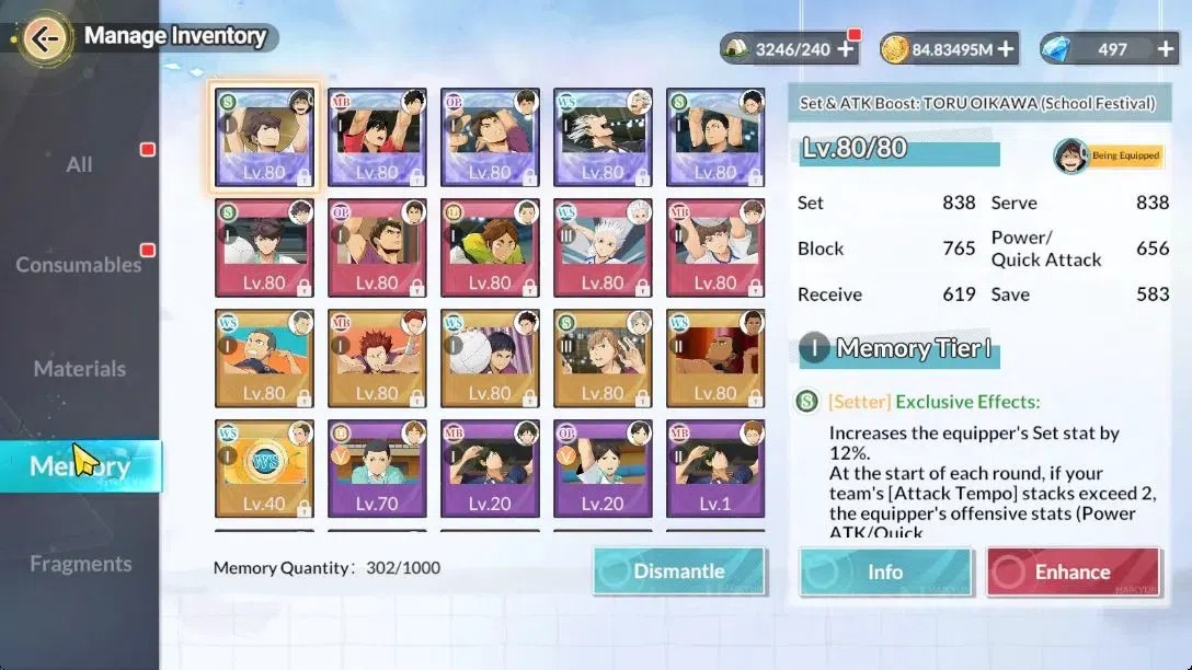 HAIKYU!! FLY HIGH Accounts SEA|Lv60|5SP (Ushijima,Oikawa,Kuroo,Akaashi,Bokuto)+Memo|5UR 11