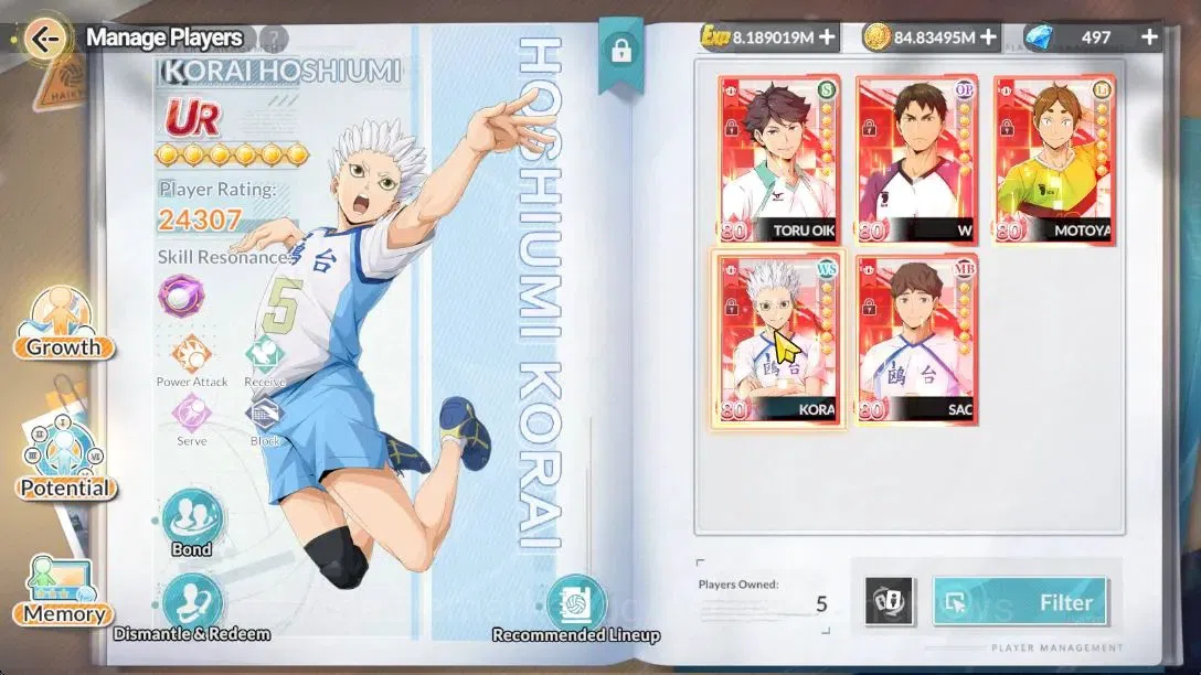 HAIKYU!! FLY HIGH Accounts SEA|Lv60|5SP (Ushijima,Oikawa,Kuroo,Akaashi,Bokuto)+Memo|5UR 2