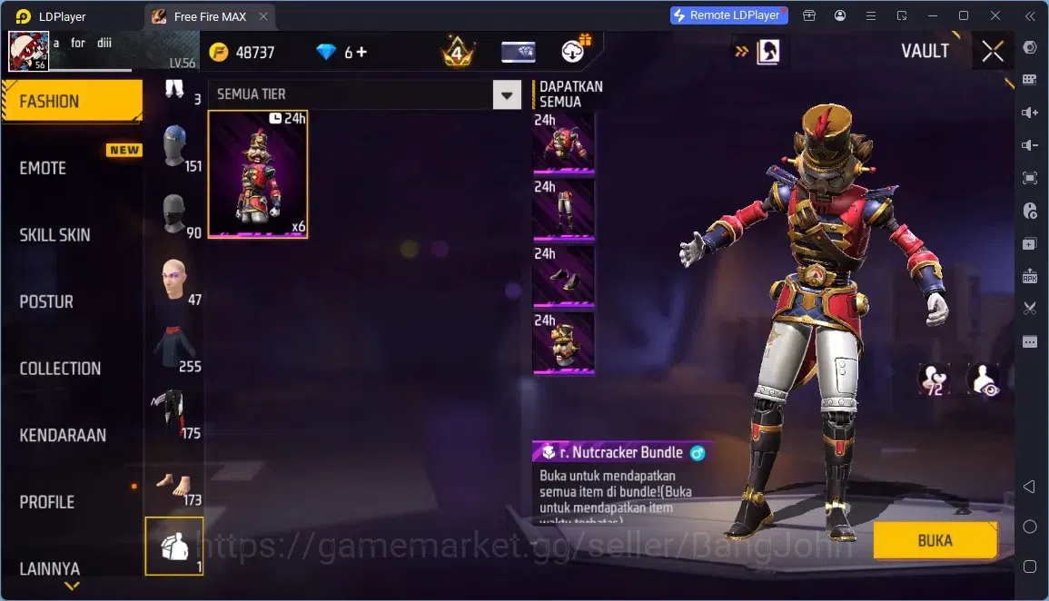Free Fire Accounts Indonesia | 1 EVO (Thompson - Cindred Colossus Lv7)| M1887- Hand of Hope & 2 Skin More| JJK & Naruto 16