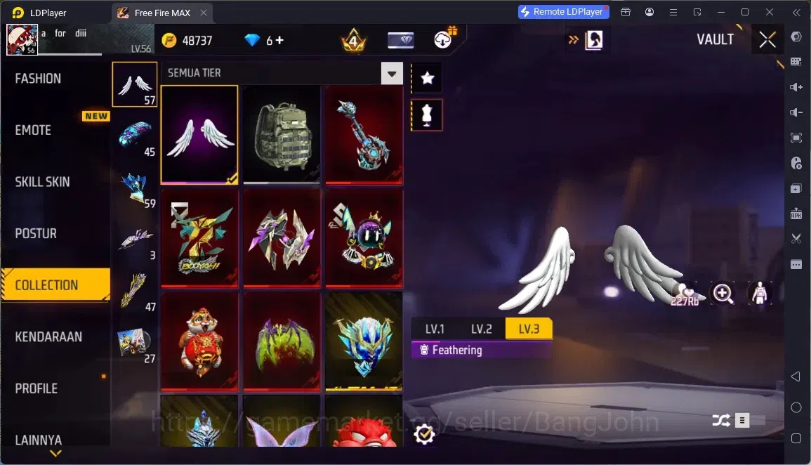 Free Fire Accounts Indonesia | 1 EVO (Thompson - Cindred Colossus Lv7)| M1887- Hand of Hope & 2 Skin More| JJK & Naruto 17