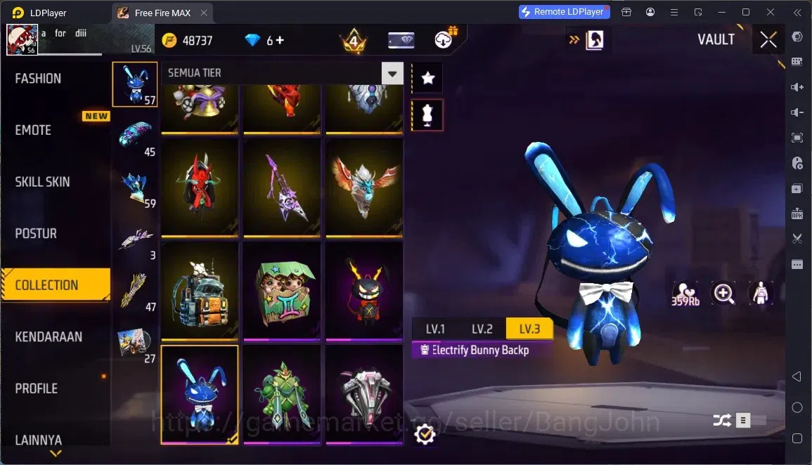Free Fire Accounts Indonesia | 1 EVO (Thompson - Cindred Colossus Lv7)| M1887- Hand of Hope & 2 Skin More| JJK & Naruto 19
