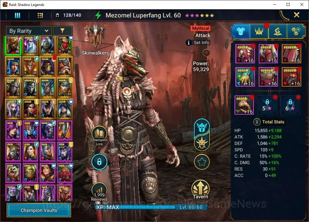 Raid: Shadow Legends Accounts Mid-Game Lv39 600K Power|1 Mythic(Mezomel)+15 1