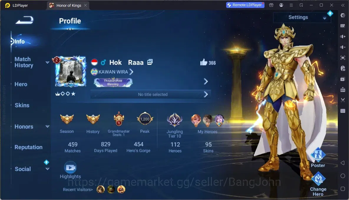 Honor of Kings Accounts Global | 112H 95S | 2 LEGEND (Wukong, Yao)| Saint image 1