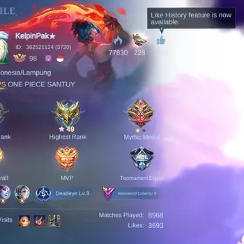 Mobile Legends: Bang Bang Accounts Collector Hero 132|Skin 244|2 KOF Karina,Collector Natalia,Luckybox Selena,2 Lightborn