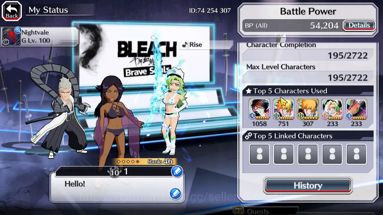 Bleach: Brave Souls Accounts Starter [GLOBAL]6K Orbs+Fresh All Story|Swisuit25 Y0ruichi,TYBW24 Candice,Kensei,TYBW23 3