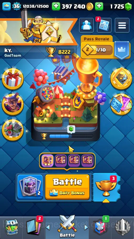 Clash Royale Accounts Lvl 36|Tr0phy 8222|KTL 12|Limit Skin|Card 121|1 He image 1