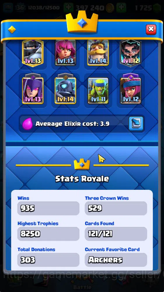 Clash Royale Accounts Lvl 36|Tr0phy 8222|KTL 12|Limit Skin|Card 121|1 He image 3