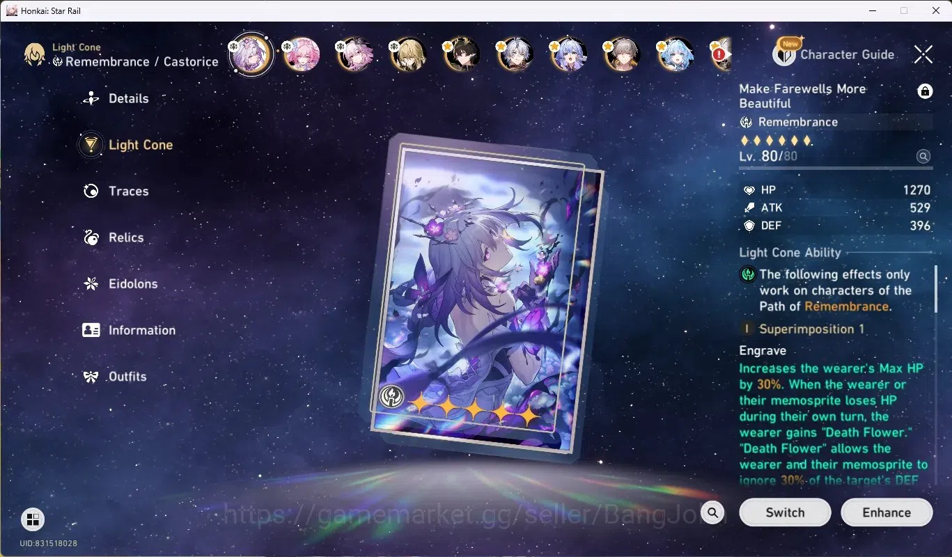 Honkai Star Rail Accounts ASIA| TL 70 |17 Limited [(Castorice,Evernight,Phai image 5