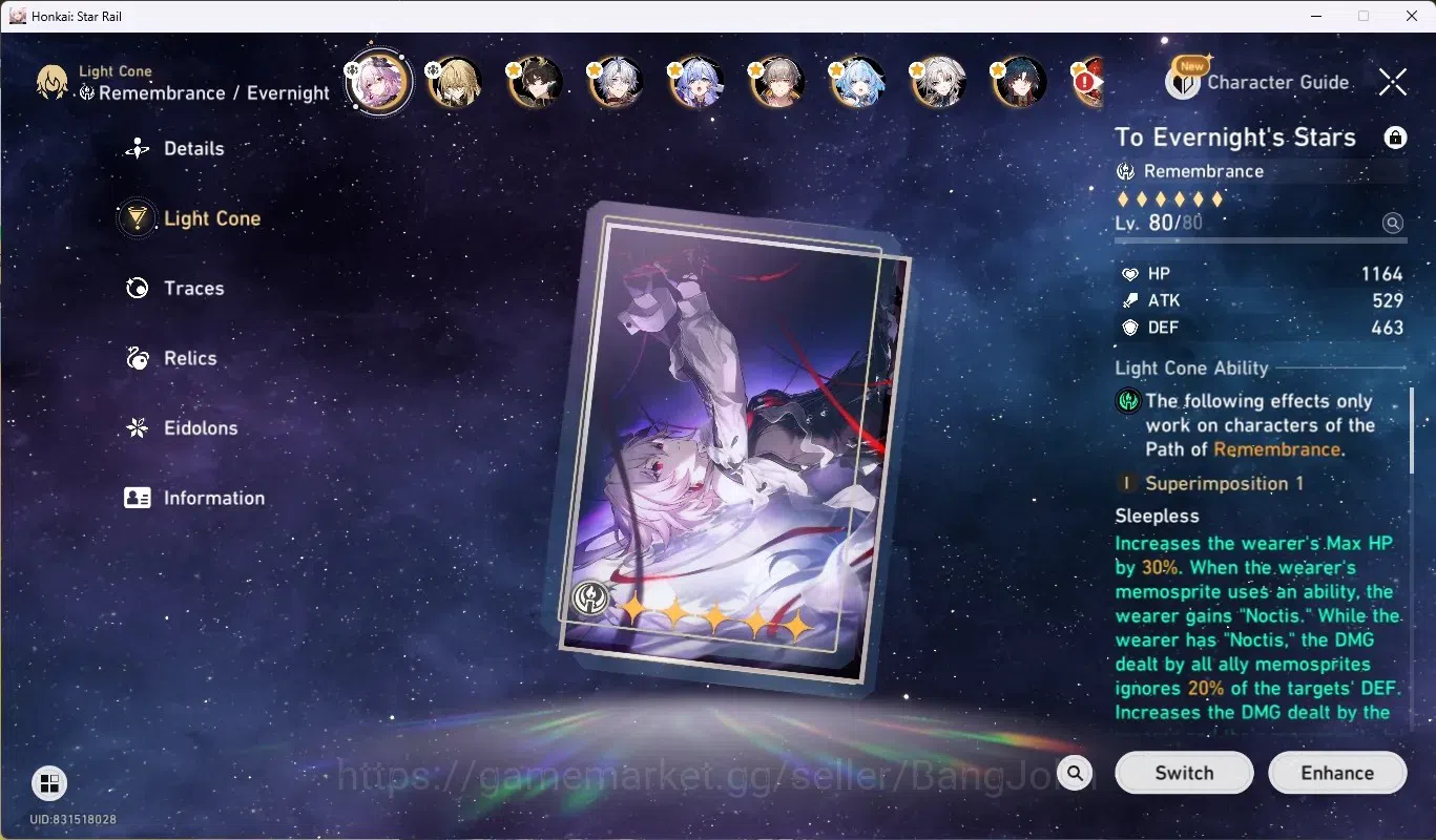 Honkai Star Rail Accounts ASIA| TL 70 |17 Limited [(Castorice,Evernight,Phai image 6
