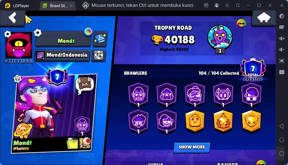 Brawl Stars Accounts Global | 104 Brawler|54 Max Hypercharge|5 Hyoercharge,12 Legend,138 Epic Skins|11981 Bling | ProtectOff 2