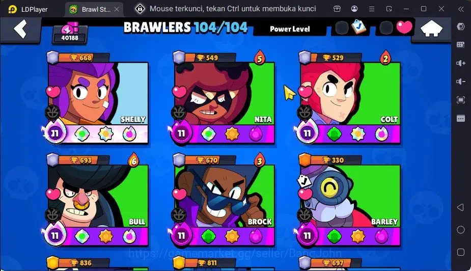 Brawl Stars Accounts Global | 104 Brawler|54 Max Hypercharge|5 Hyoercharge,12 Legend,138 Epic Skins|11981 Bling | ProtectOff 5