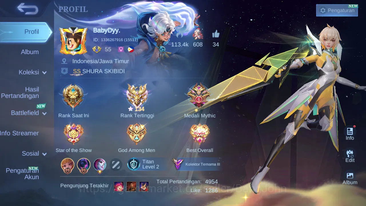 Mobile Legends: Bang Bang Accounts GLOBAL Hero 101 Skin 213 | Prime Beatrix | Luckybo image 17
