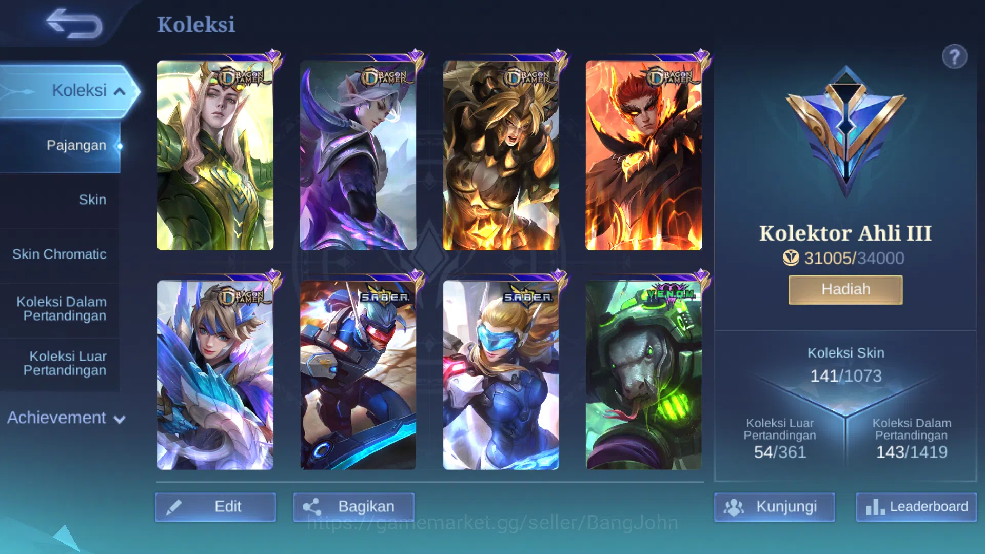 Mobile Legends: Bang Bang Accounts Hero 93 | Skin 141 | Dragontamer Ling, Masha, Este image 11