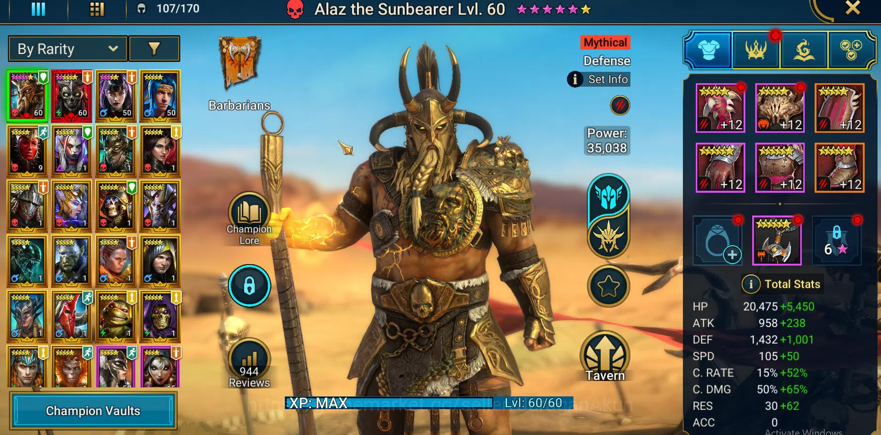 Raid: Shadow Legends Accounts Lv17 320K Power|2 Myth Alaz Sunbearer, Calamitus|2 image 3