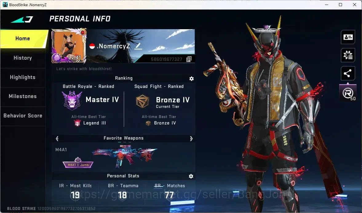 Blood Strike Accounts ASIA | 2 7DS: Kar98k,QBZ95|2 LTD: AR97,TR MP7|2 UL image 1