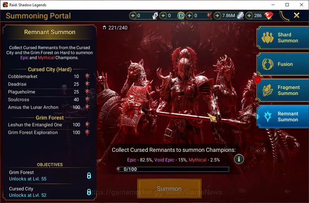 Raid: Shadow Legends Accounts Mid-Game Lv10 1M Power| 1 Mythic (LadyMikage)+4 Legendary (Ninja,Narma,Kreela,Cleoptrix)| 11 14