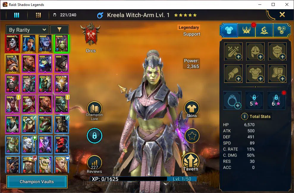 Raid: Shadow Legends Accounts Mid-Game Lv10 1M Power| 1 Mythic (LadyMikage)+4 Legendary (Ninja,Narma,Kreela,Cleoptrix)| 11 6