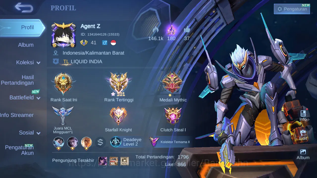 Mobile Legends: Bang Bang Accounts GLOBAL Hero 85 Skin 227 Legend Granger | CC Grange image 13