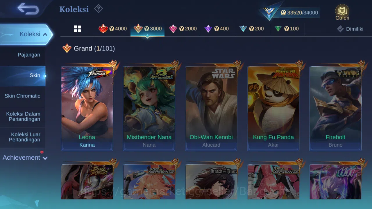Mobile Legends: Bang Bang Accounts Hero 131 | skin 193 | kof karina | spongebob cyclo image 12